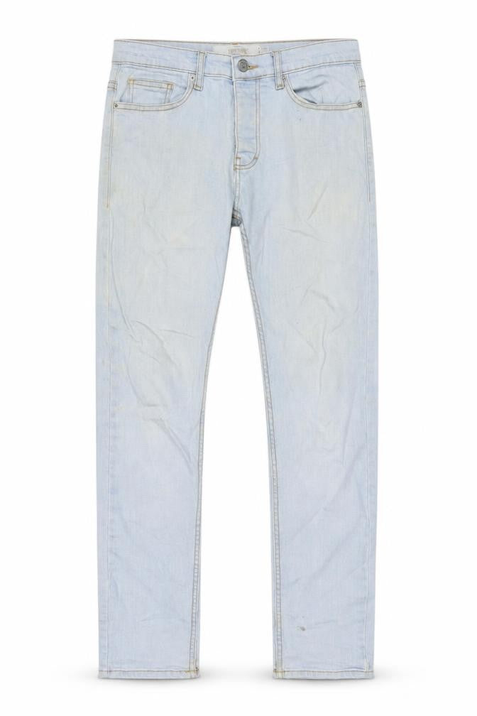 Topman Mens Blue Cotton Straight Jeans Size 32 in L30 in Regular Zip