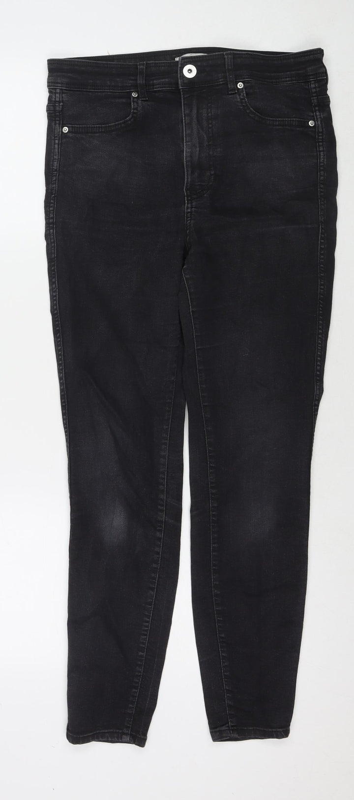 H&M Womens Black Cotton Skinny Jeans Size M L27 in Regular Zip