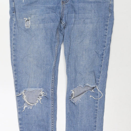 Topshop Womens Blue Cotton Skinny Jeans Size 10 L25 in Regular Zip