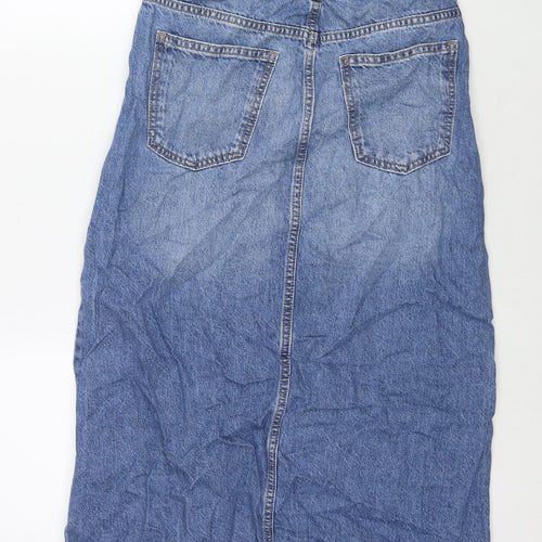 Denim & Co. Womens Blue Cotton A-Line Skirt Size 8 Zip