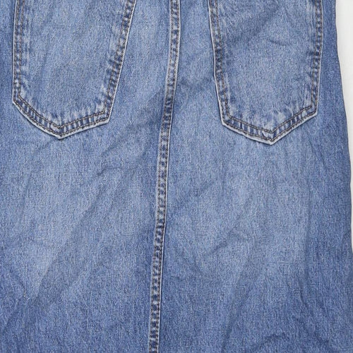 Denim & Co. Womens Blue Cotton A-Line Skirt Size 8 Zip