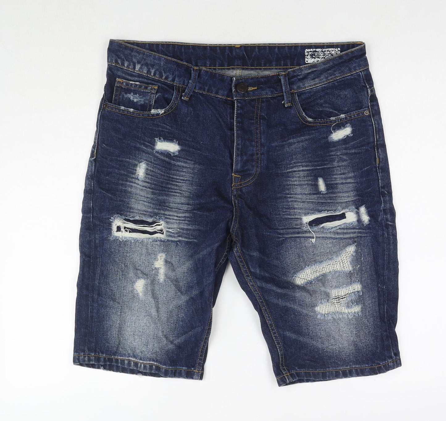 Denim & Co. Mens Blue Cotton Bermuda Shorts Size 34 in L10 in Regular Zip