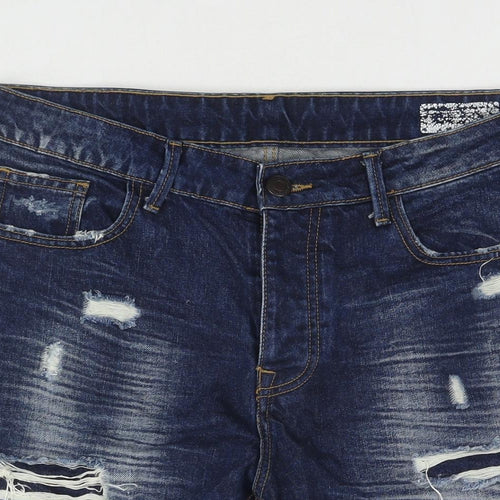 Denim & Co. Mens Blue Cotton Bermuda Shorts Size 34 in L10 in Regular Zip