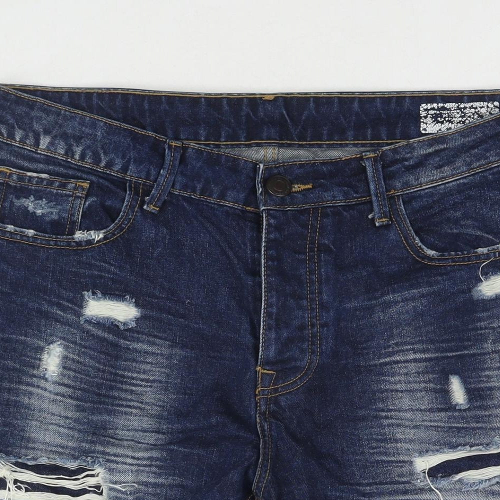 Denim & Co. Mens Blue Cotton Bermuda Shorts Size 34 in L10 in Regular Zip