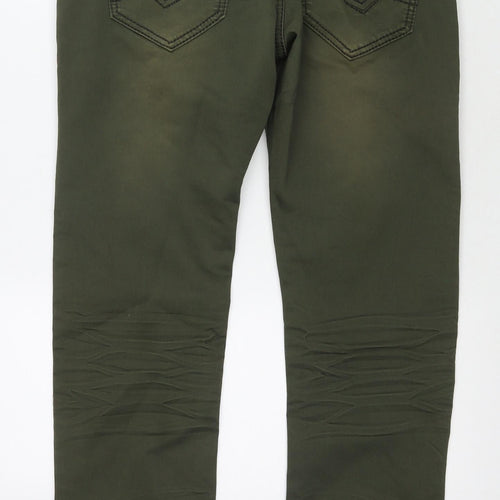 One Hectar Womens Green Cotton Straight Jeans Size 36 in L32 in Regular Zip