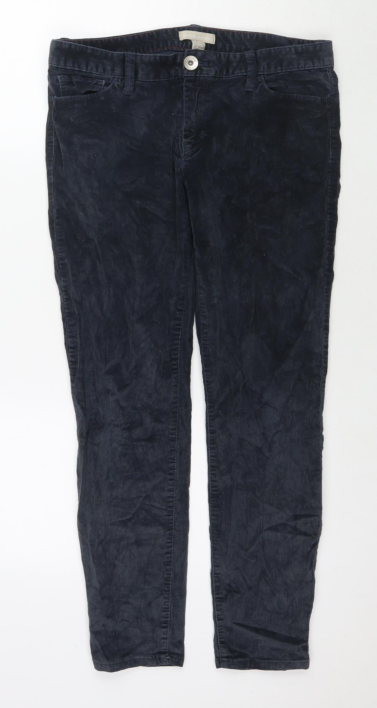 Banana Republic Womens Blue Cotton Trousers Size 29 in L27 in Regular Zip