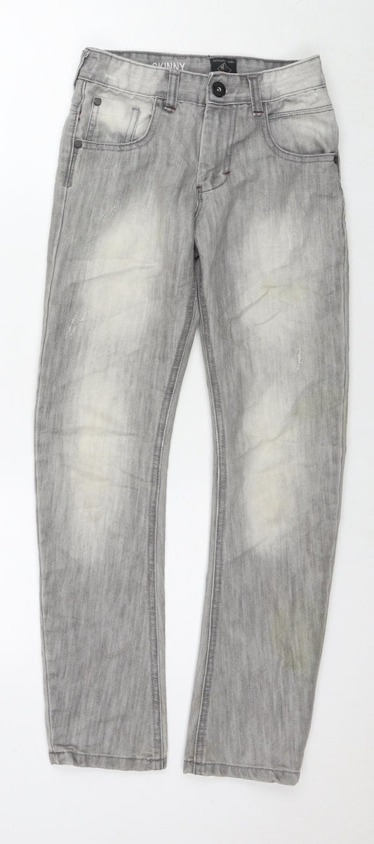 NEXT Boys Grey Cotton Skinny Jeans Size 11 Years L27 in Regular Zip