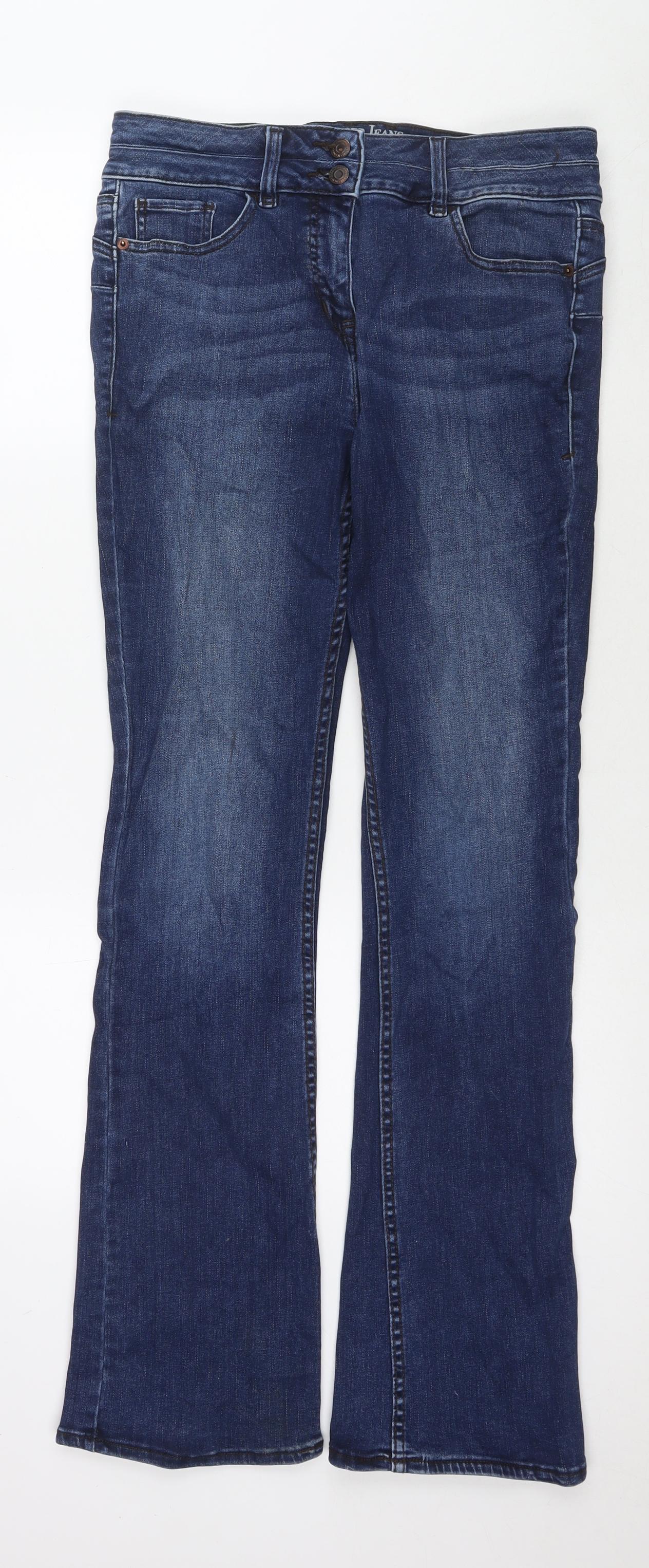 NEXT Womens Blue Cotton Straight Jeans Size 12 L31 in Regular Zip