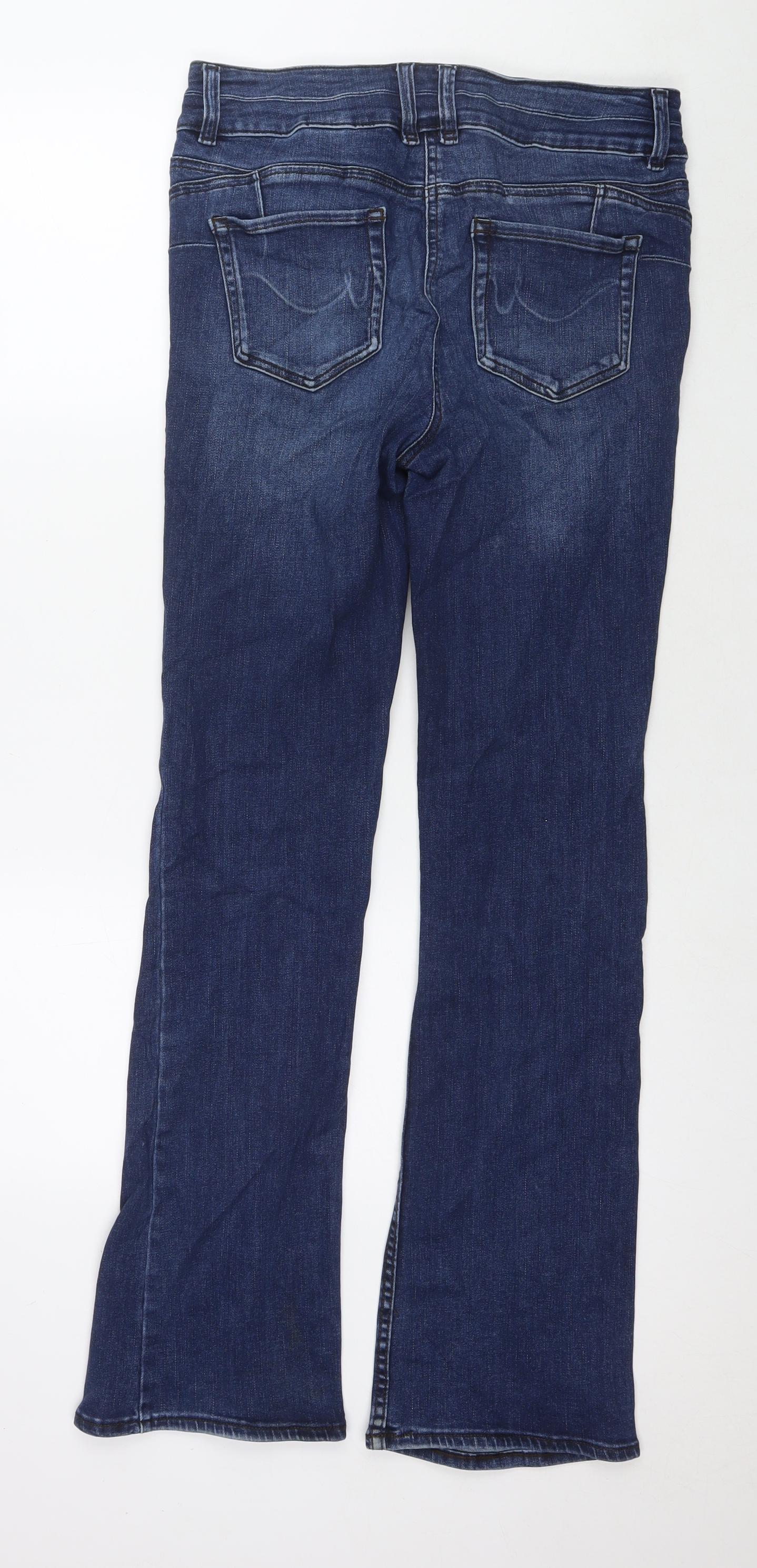 NEXT Womens Blue Cotton Straight Jeans Size 12 L31 in Regular Zip
