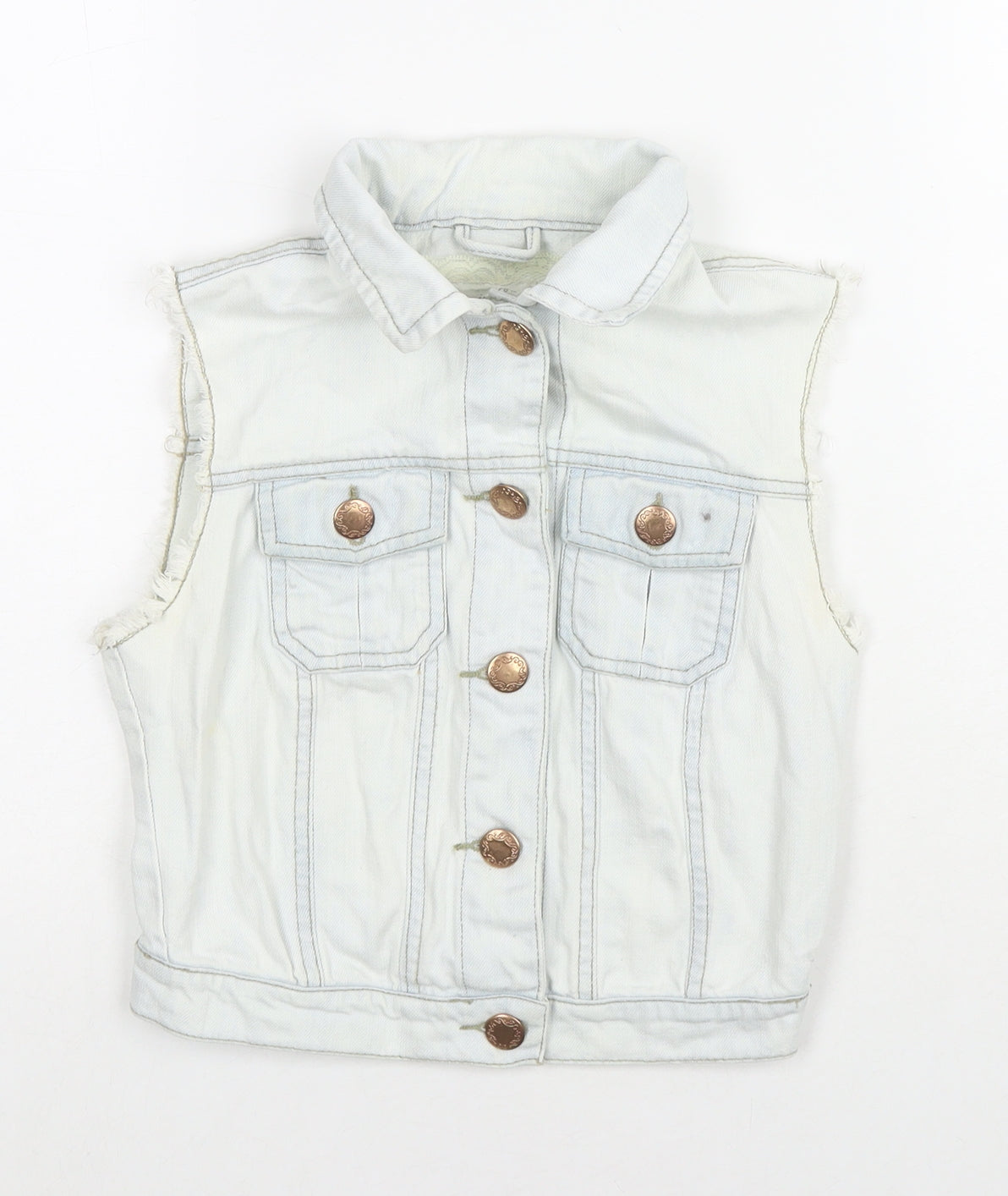 Denim & Co. Womens Blue Gilet Waistcoat Size 6 Button