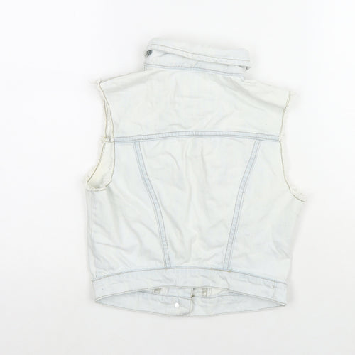 Denim & Co. Womens Blue Gilet Waistcoat Size 6 Button