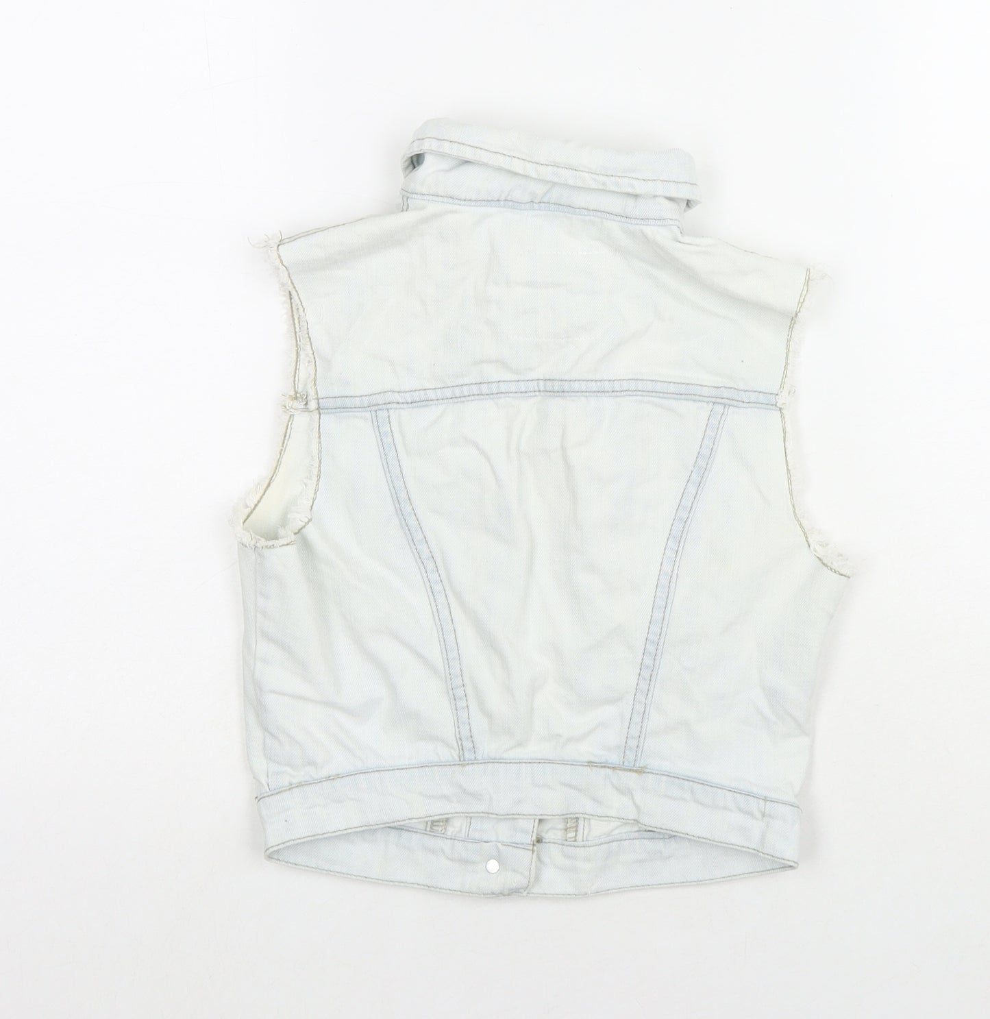 Denim & Co. Womens Blue Gilet Waistcoat Size 6 Button