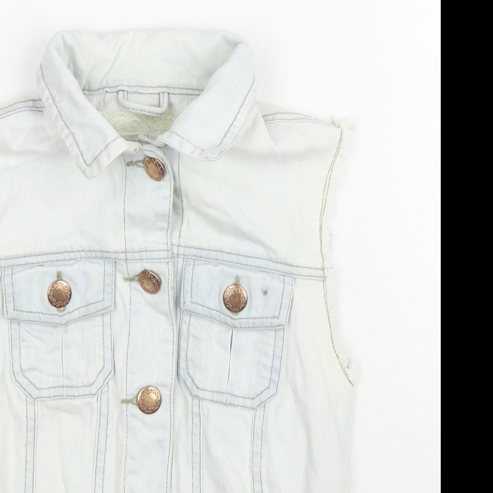 Denim & Co. Womens Blue Gilet Waistcoat Size 6 Button