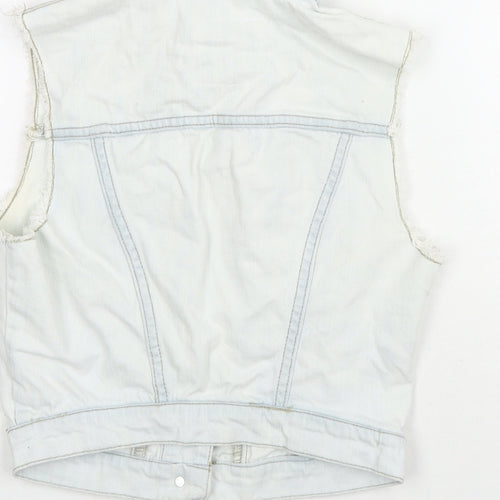 Denim & Co. Womens Blue Gilet Waistcoat Size 6 Button