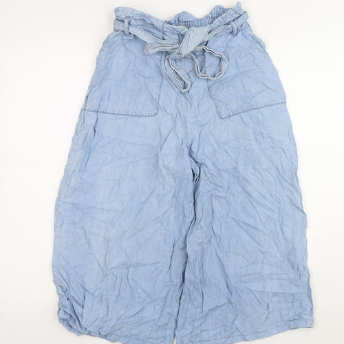 Divided by H&M Womens Blue Lyocell Culotte Shorts Size 8 L17 in Regular Zip