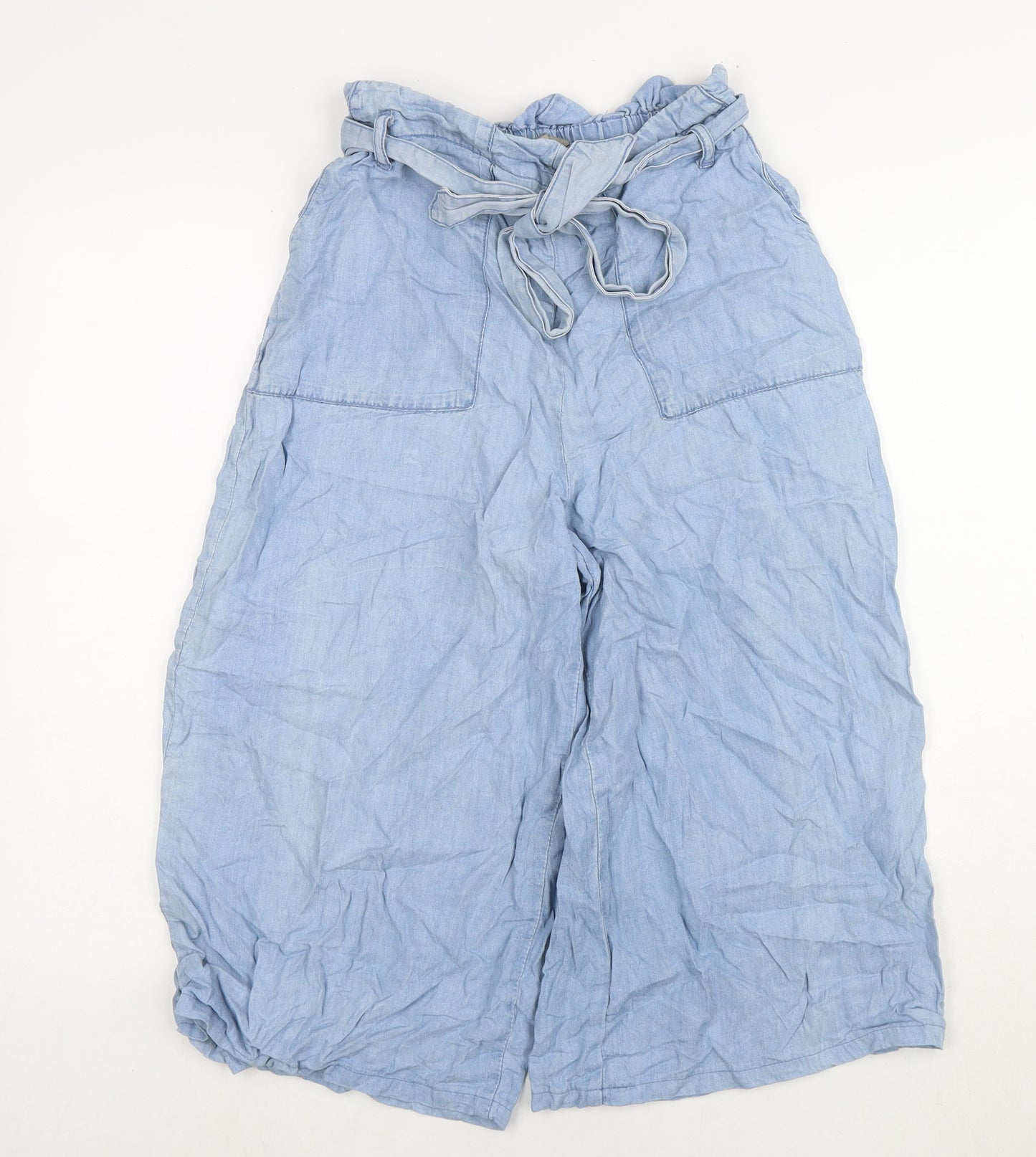 Divided by H&M Womens Blue Lyocell Culotte Shorts Size 8 L17 in Regular Zip