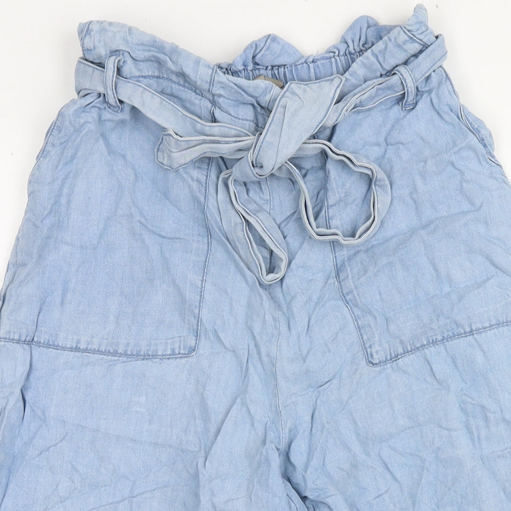 Divided by H&M Womens Blue Lyocell Culotte Shorts Size 8 L17 in Regular Zip