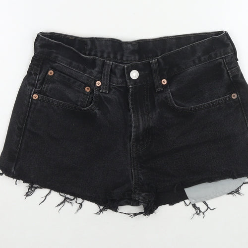 Levi's Womens Black Cotton Hot Pants Shorts Size 28 in L3 in Regular Zip - Customized Shorts