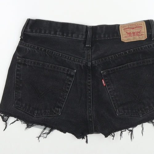Levi's Womens Black Cotton Hot Pants Shorts Size 28 in L3 in Regular Zip - Customized Shorts