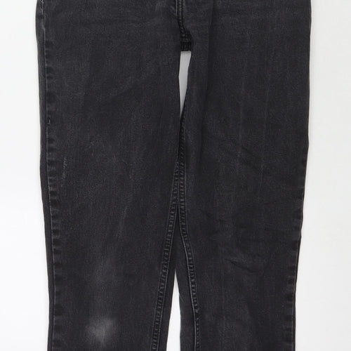 Mango Womens Black Cotton Straight Jeans Size 8 L26 in Regular Zip