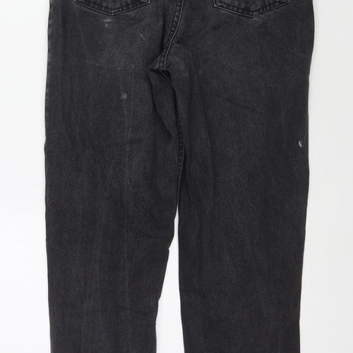 Mango Womens Black Cotton Straight Jeans Size 8 L26 in Regular Zip