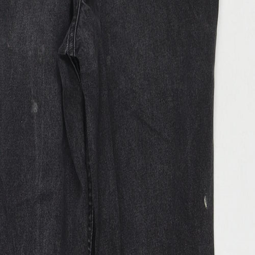 Mango Womens Black Cotton Straight Jeans Size 8 L26 in Regular Zip