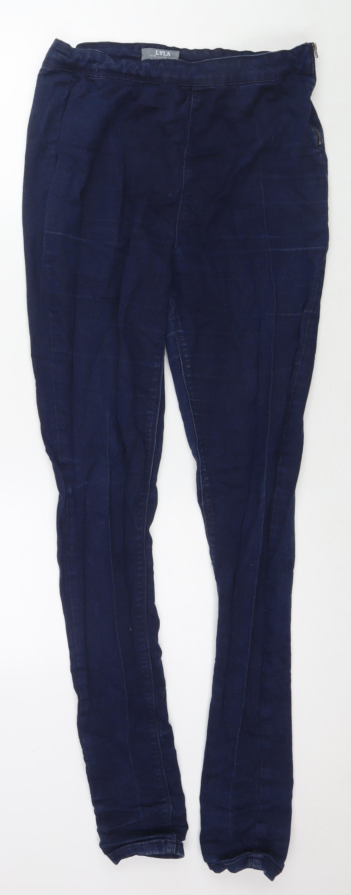 Dorothy Perkins Womens Blue Cotton Skinny Jeans Size 14 L31 in Slim Zip