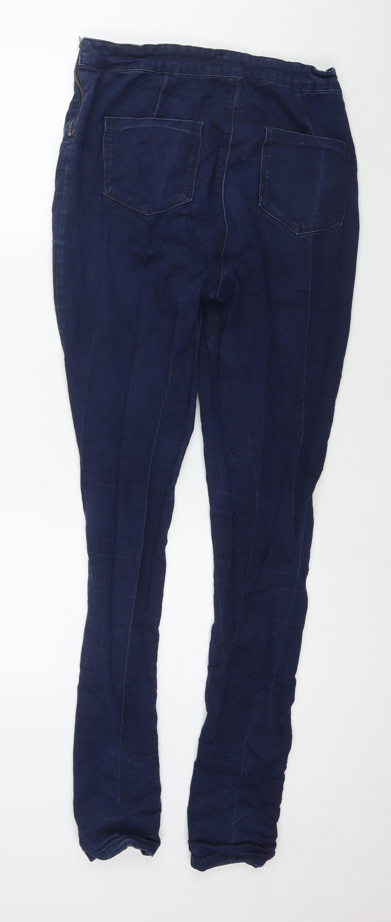 Dorothy Perkins Womens Blue Cotton Skinny Jeans Size 14 L31 in Slim Zip