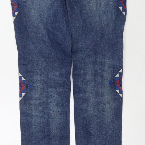 Maison Scotch Womens Blue Cotton Skinny Jeans Size 25 in L32 in Regular Zip - Embraided Detail