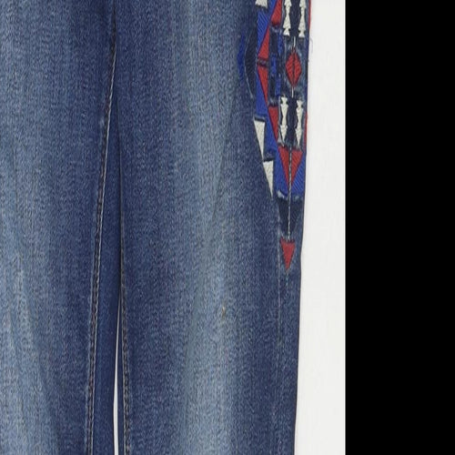 Maison Scotch Womens Blue Cotton Skinny Jeans Size 25 in L32 in Regular Zip - Embraided Detail