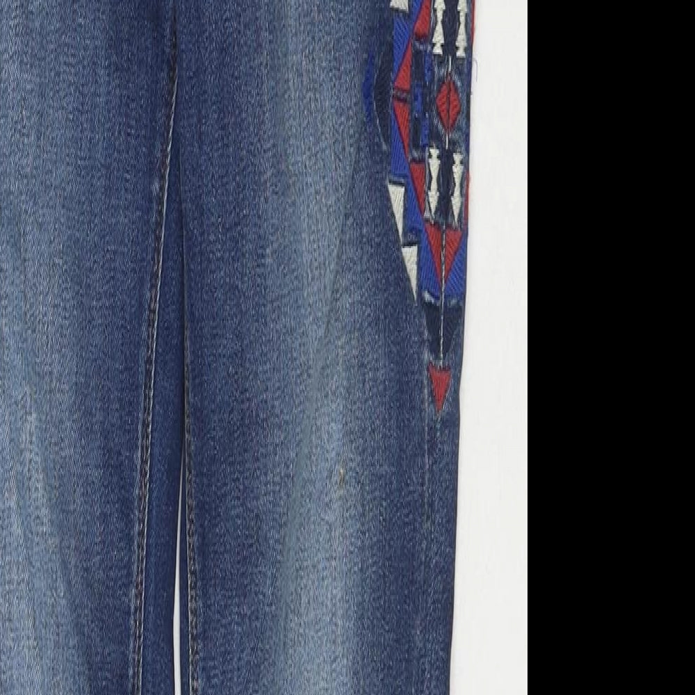 Maison Scotch Womens Blue Cotton Skinny Jeans Size 25 in L32 in Regular Zip - Embraided Detail