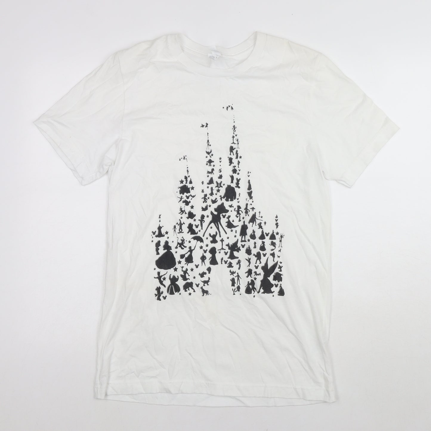 Bella + Canvas Womens White Cotton Basic T-Shirt Size M Round Neck - Disney Castle