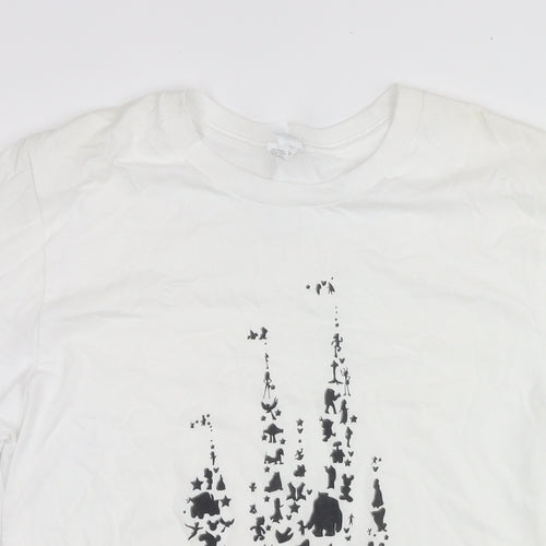 Bella + Canvas Womens White Cotton Basic T-Shirt Size M Round Neck - Disney Castle