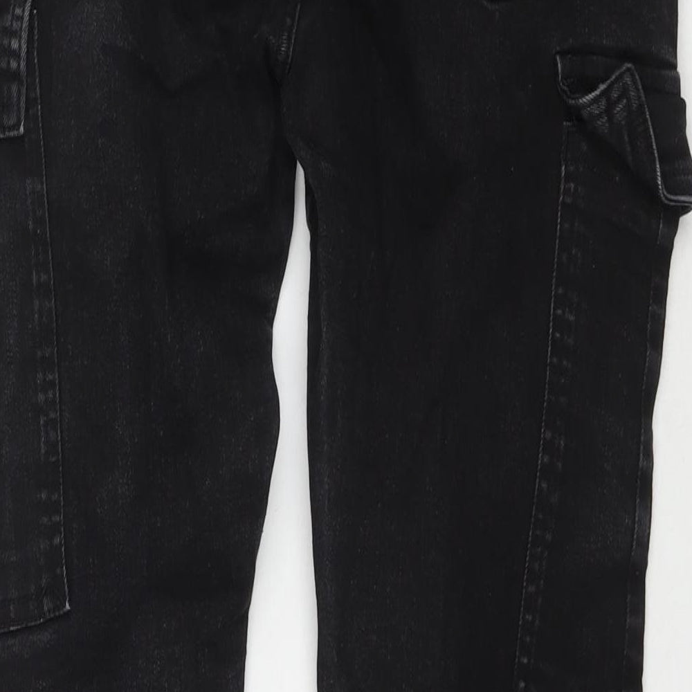 Zara Womens Black Cotton Straight Jeans Size 14 L27 in Regular Zip - Cargo Style