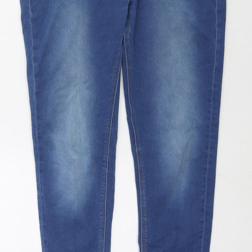 Marks and Spencer Girls Blue Cotton Skinny Jeans Size 13-14 Years L28 in Regular Zip