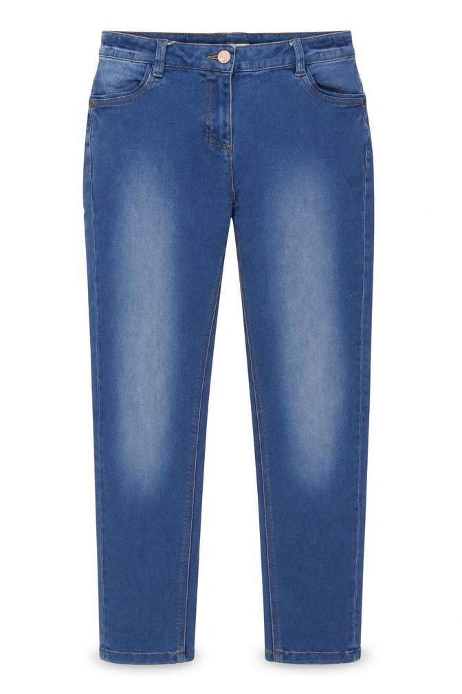 Marks and Spencer Girls Blue Cotton Skinny Jeans Size 13-14 Years L28 in Regular Zip