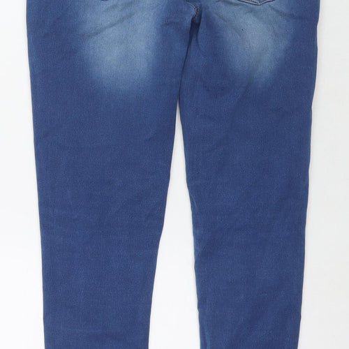 Marks and Spencer Girls Blue Cotton Skinny Jeans Size 13-14 Years L28 in Regular Zip