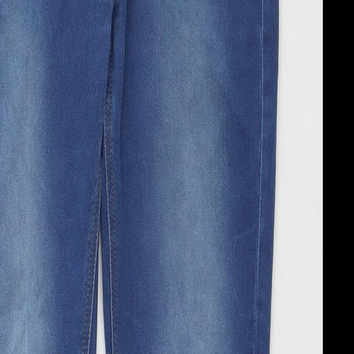 Marks and Spencer Girls Blue Cotton Skinny Jeans Size 13-14 Years L28 in Regular Zip