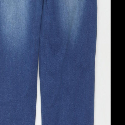 Marks and Spencer Girls Blue Cotton Skinny Jeans Size 13-14 Years L28 in Regular Zip