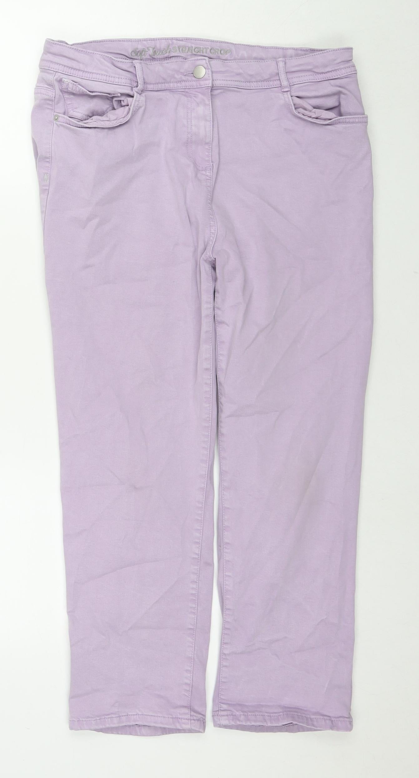 NEXT Womens Purple Polyester Blend Cropped Jeans Size 16 L24 in Regular Zip