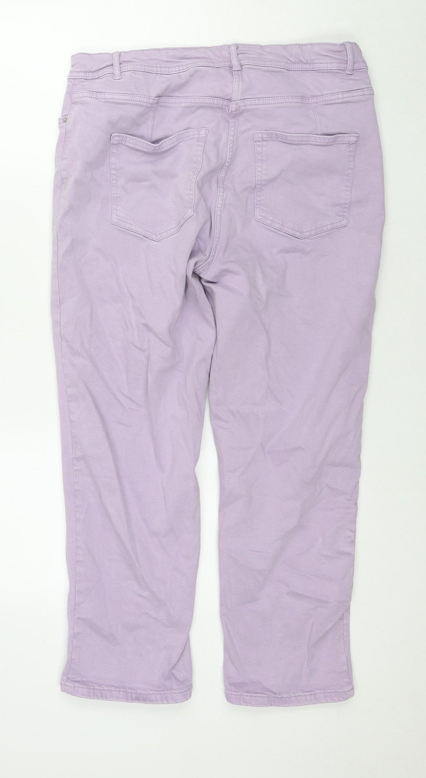 NEXT Womens Purple Polyester Blend Cropped Jeans Size 16 L24 in Regular Zip