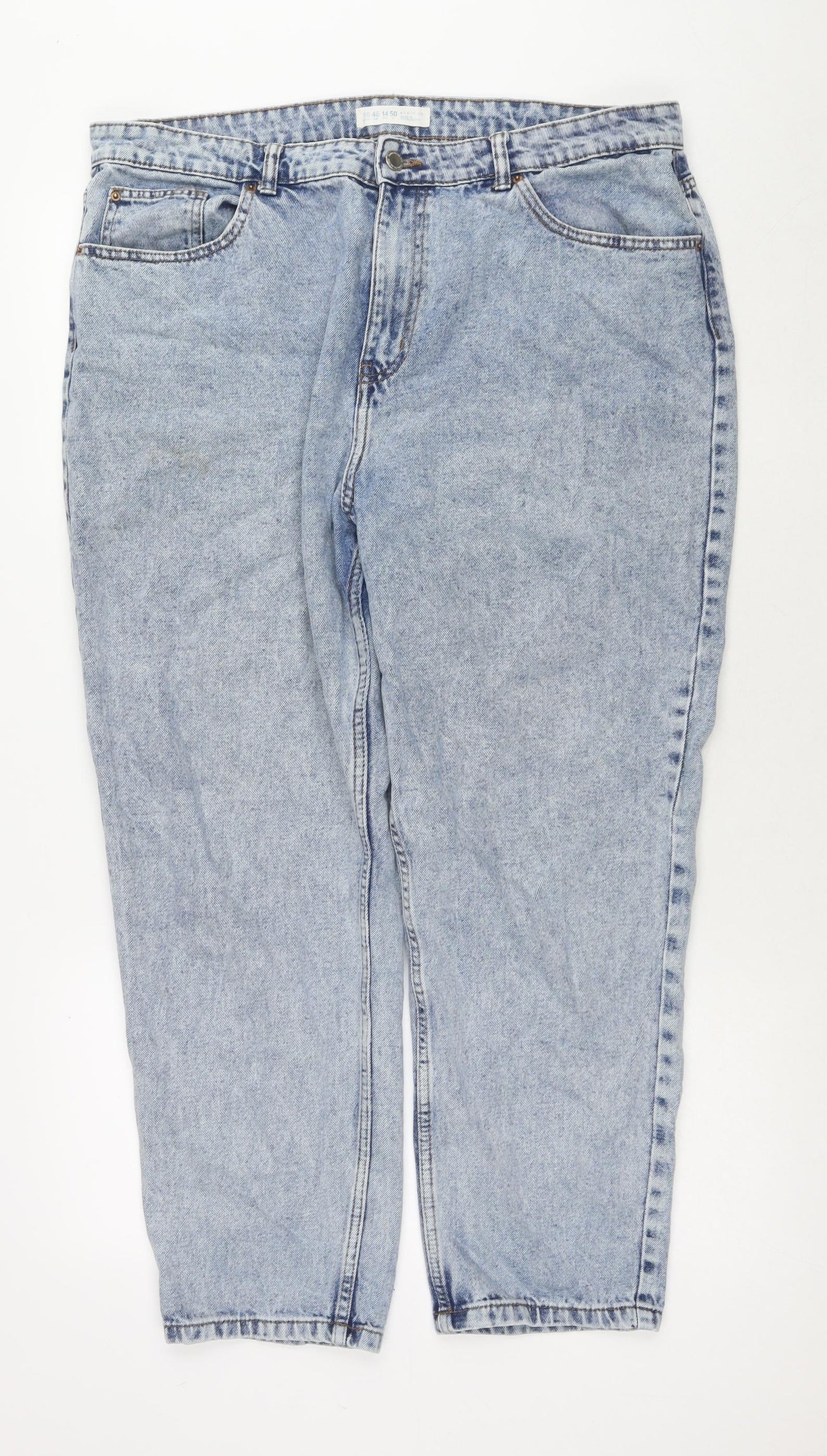 Denim & Co. Womens Blue Polyester Blend Straight Jeans Size 18 L26 in Regular Zip