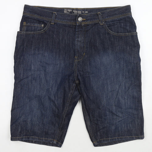 Denim IND Mens Blue Cotton Bermuda Shorts Size 34 in L11 in Regular Zip