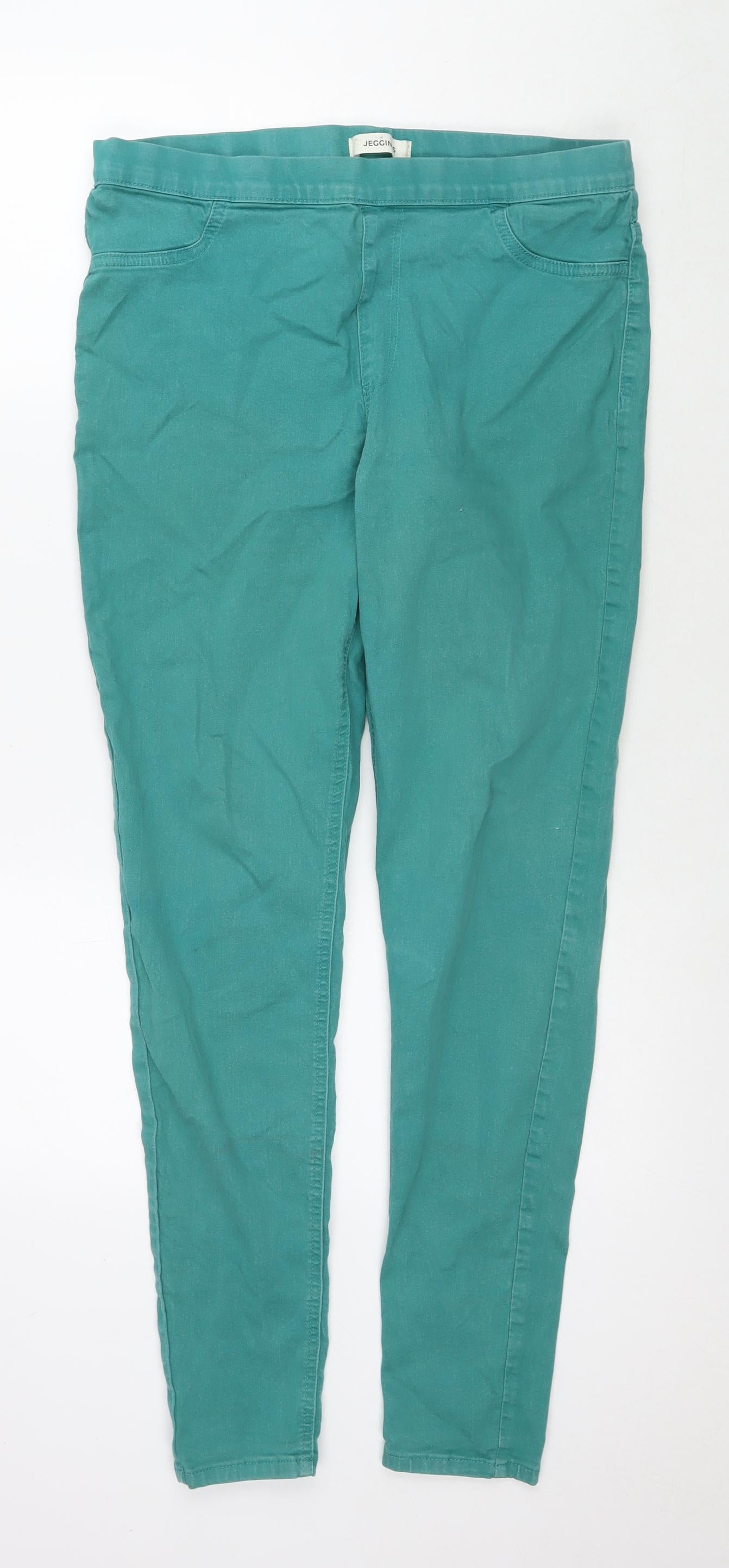 Marks and Spencer Womens Green Cotton Jegging Jeans Size 16 L30 in Regular