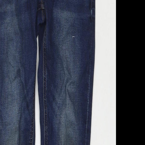 NEXT Girls Blue Cotton Skinny Jeans Size 9 Years L20 in Regular Zip