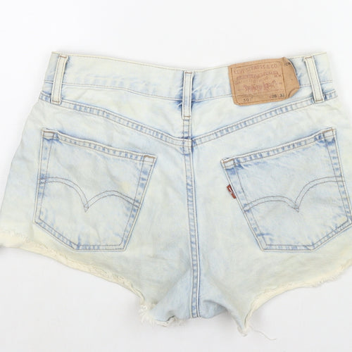 Levi's Womens Blue Cotton Hot Pants Shorts Size 28 in L3 in Regular Zip - Customized Shorts