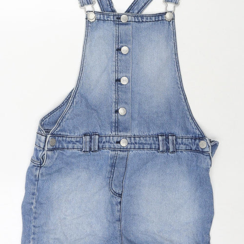 Nutmeg Girls Blue Cotton Dungaree Shorts Shorts Size 11-12 Years L3 in Regular Buckle