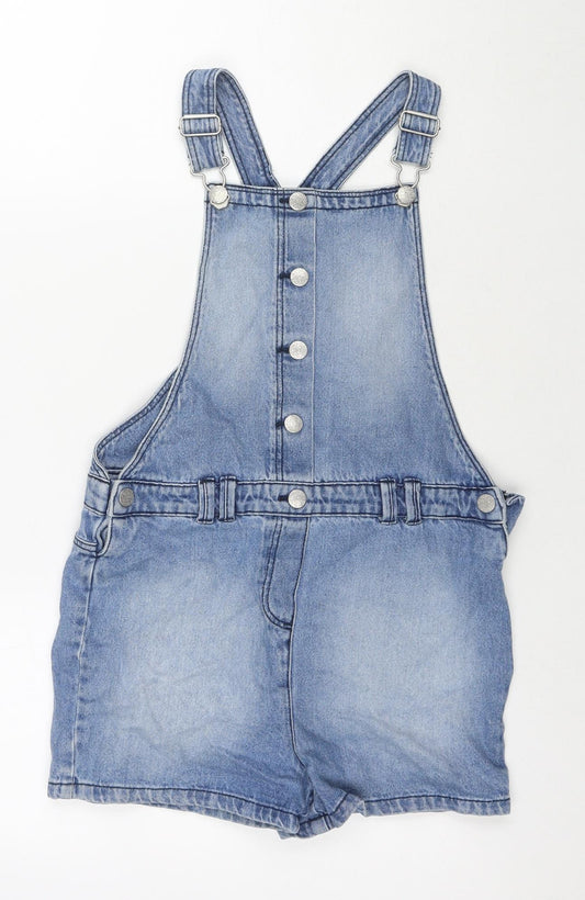 Nutmeg Girls Blue Cotton Dungaree Shorts Shorts Size 11-12 Years L3 in Regular Buckle