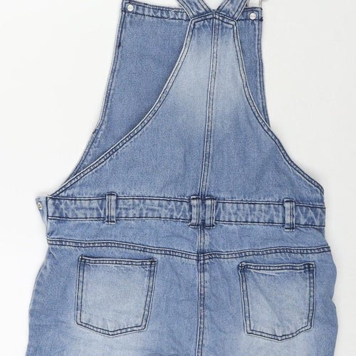 Nutmeg Girls Blue Cotton Dungaree Shorts Shorts Size 11-12 Years L3 in Regular Buckle