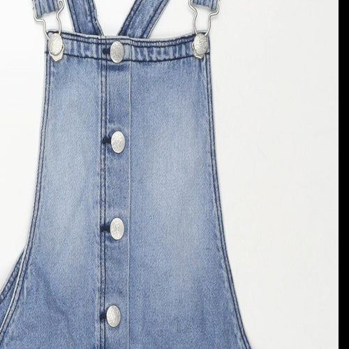 Nutmeg Girls Blue Cotton Dungaree Shorts Shorts Size 11-12 Years L3 in Regular Buckle